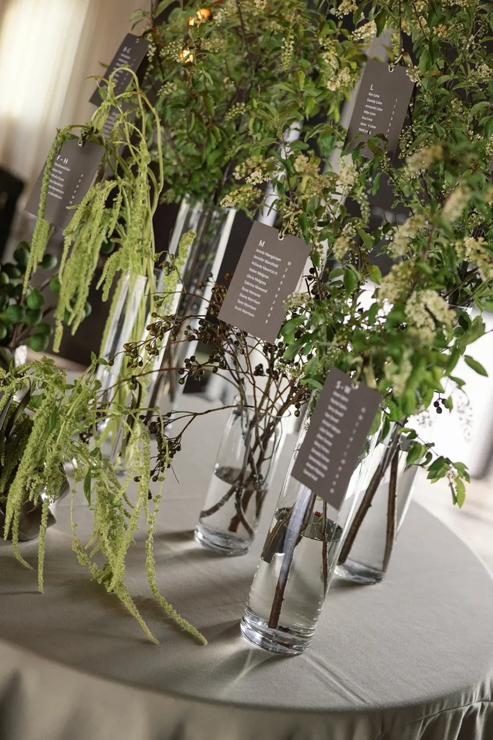 Plant seating chart at the wedding reception