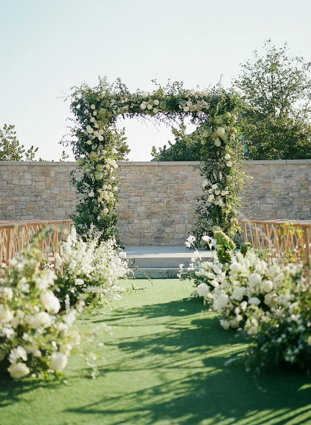 Ceremony aisle and garden setting at Stanly Ranch before guests arrive