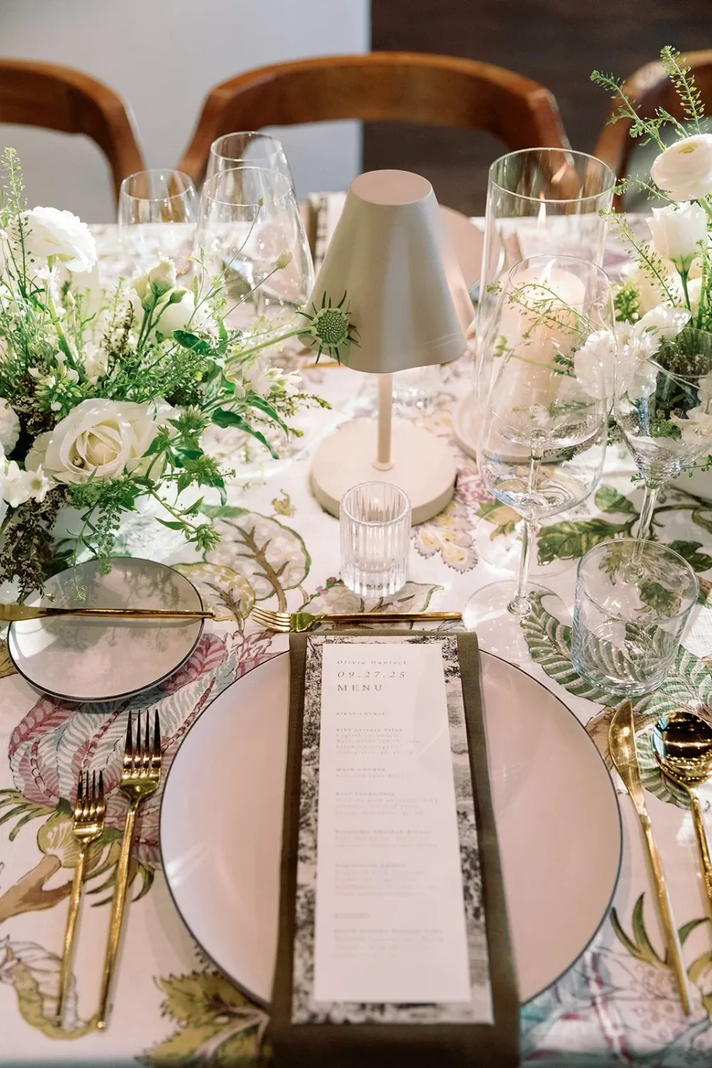 Layered reception design for Corinne and Matt at Stanly Ranch
